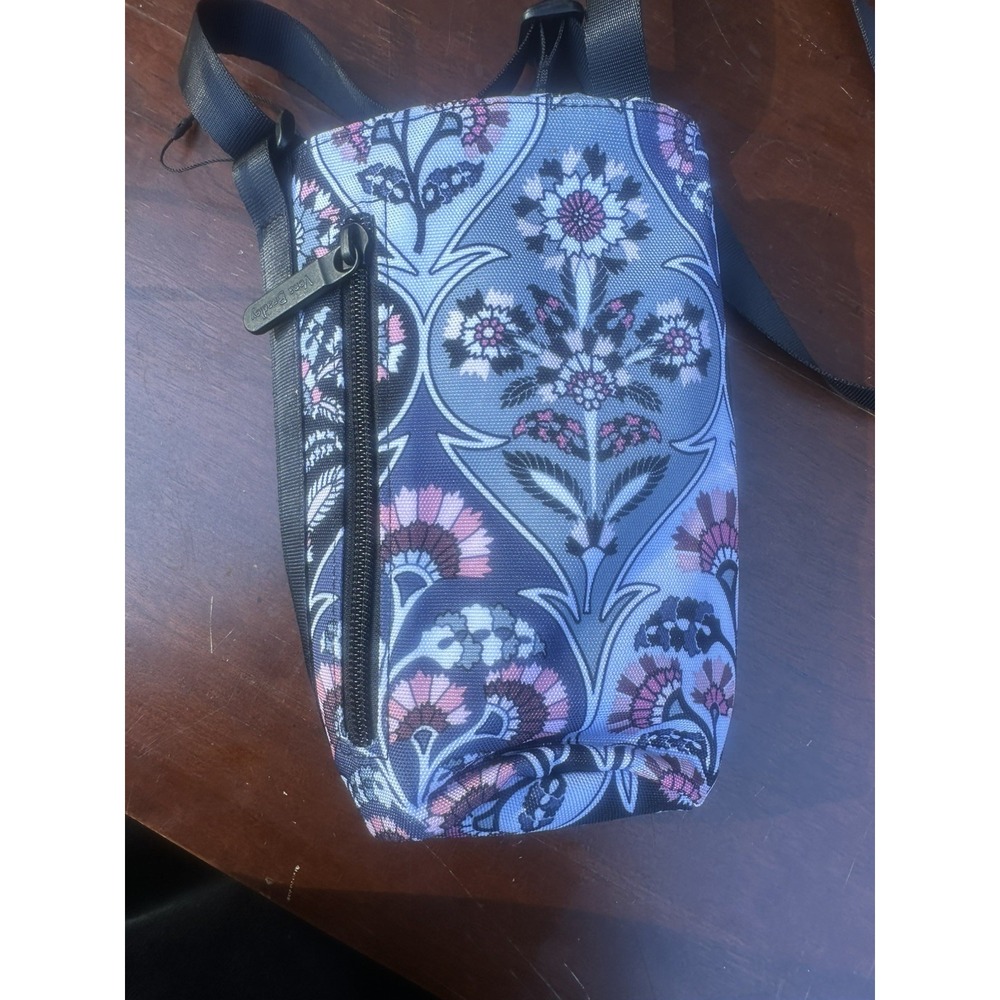 Vera Bradley Ornate Blooms Lighten Up Water Bottle Crossbody Gray Floral NWT